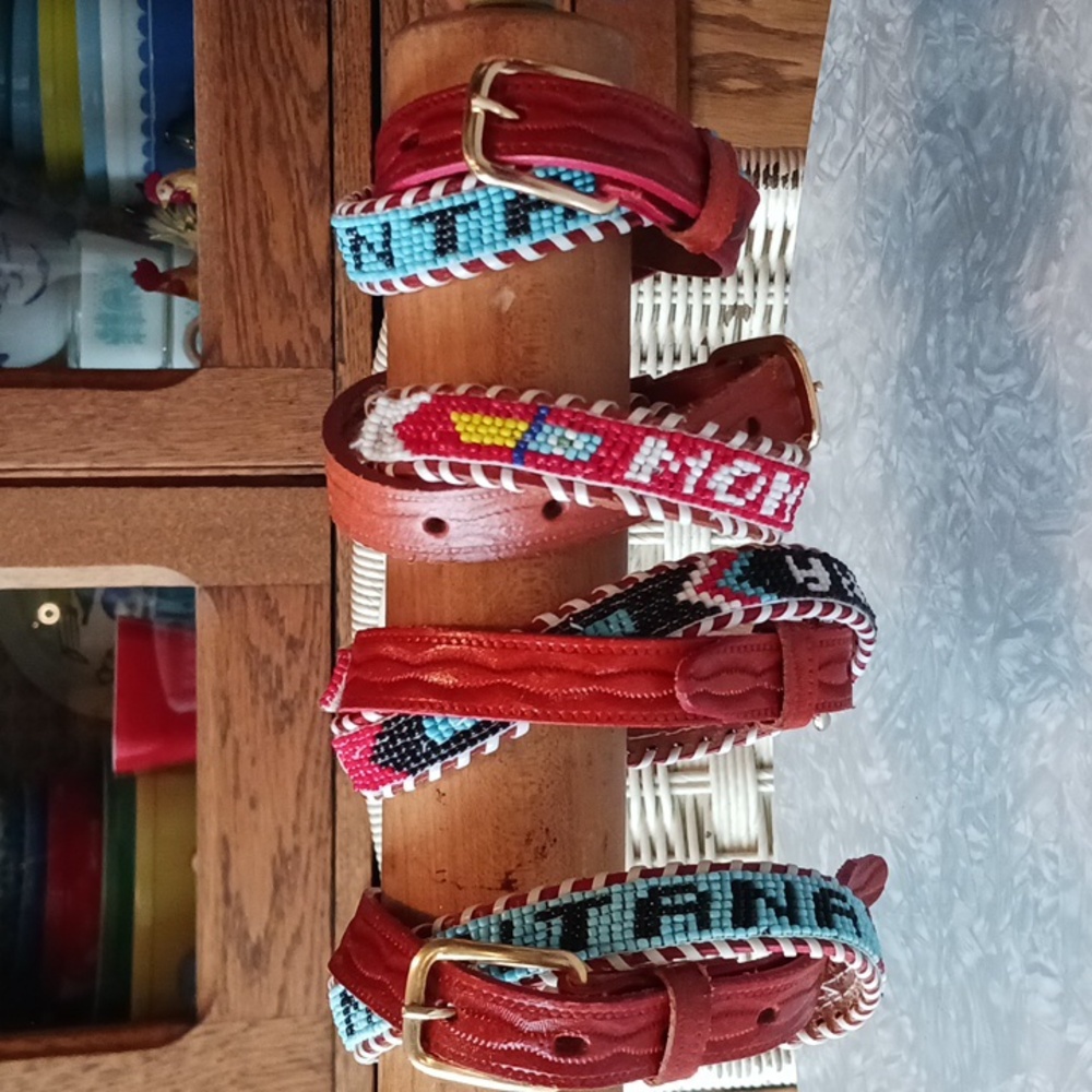 4 Child size beaded western belts~ Montana!